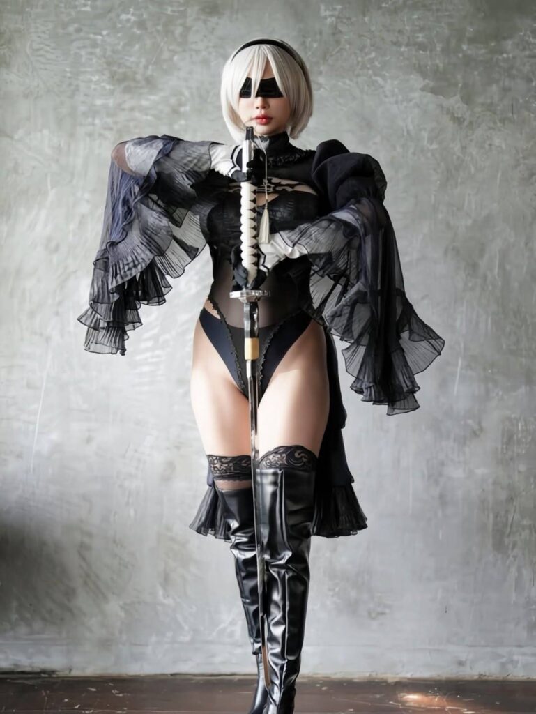 NoNieR กับโนเกียในชุดคอสเพลย์ 2B จาก NieR: Automata