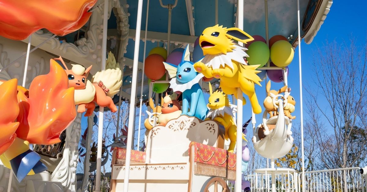 PokePark KANTO สวนสนุกโปเกมอน เปิดภาพม้าหมุนอีวุยสุดคิวท์