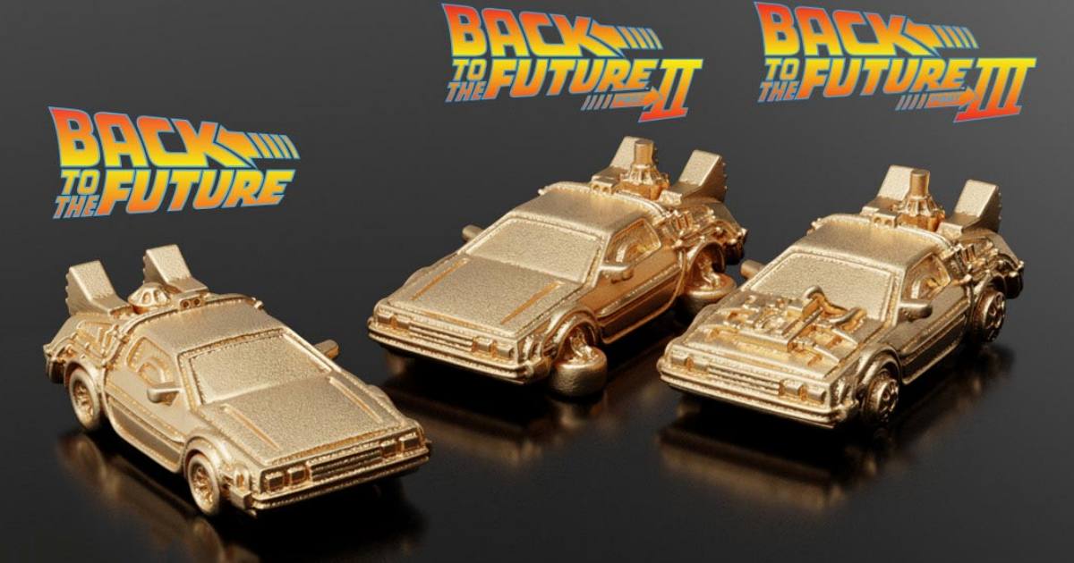 ฟิกเกอร์ทองคำ 18K รถไทม์แมชชีนจาก Back to the future