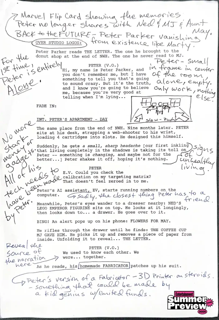 สคริปต์หน้าแรกถูกปล่อย! Spider-Man: Brand New Day ที่ไม่มีใครจำเขาได้